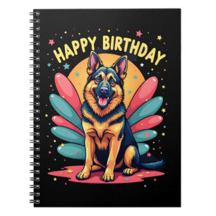 German Shepherd Dog Happy Birthday Party Shep Clot Notebook