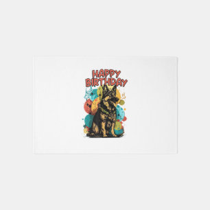 German Shepherd Dog Happy Birthday Party Shep Clot Rug