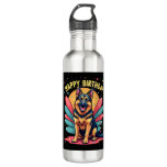 German Shepherd Dog Happy Birthday Party Shep Clot Stainless Steel Water Bottle