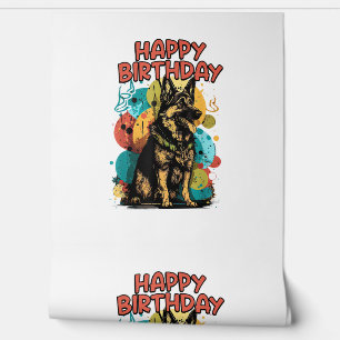 German Shepherd Dog Happy Birthday Party Shep Clot Wallpaper