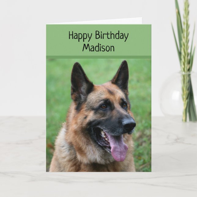 German Shepherd Dog, Happy Birthday, personalized Card (Front)