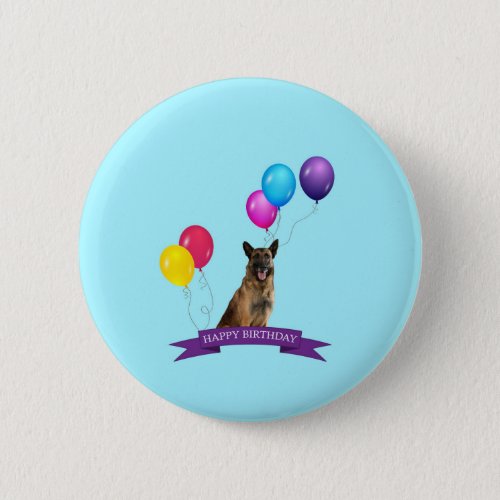 German Shepherd Dog Happy Birthday Pinback Button