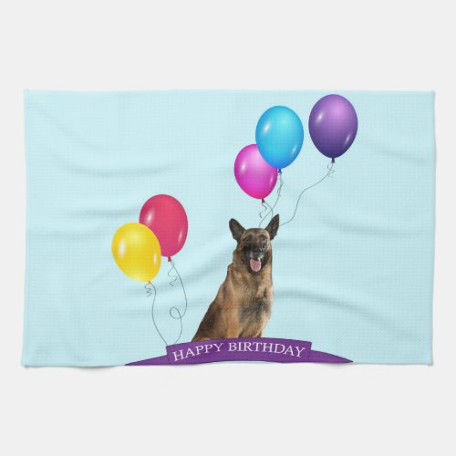 German Shepherd Dog Happy Birthday Towel