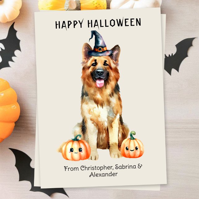 German Shepherd Dog Happy Halloween Holiday Card