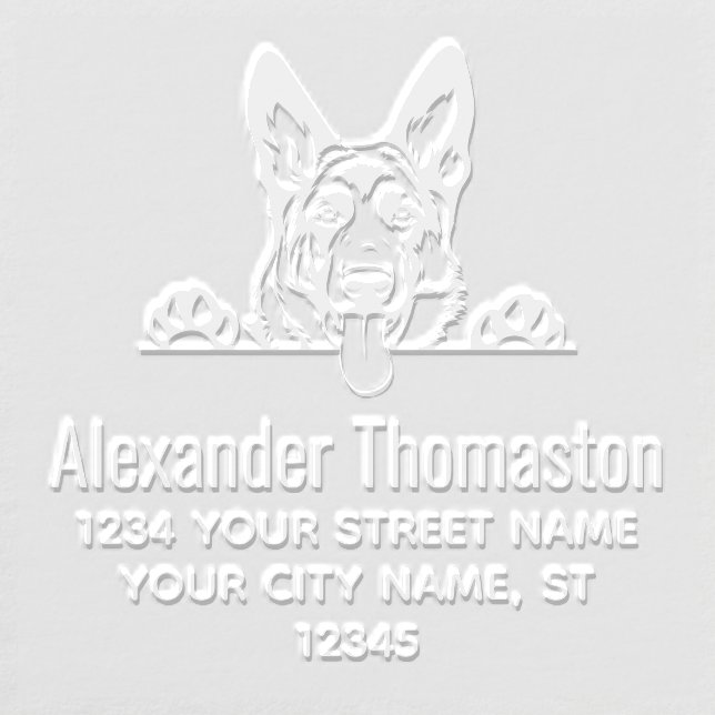 German Shepherd Dog Head #2 Name Return Address Embosser (Design)