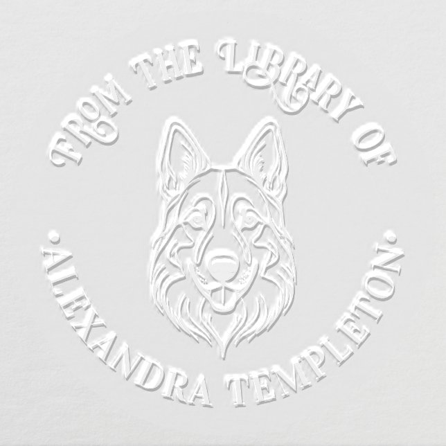 German Shepherd Dog Head Library Book Name Embosser (Design)