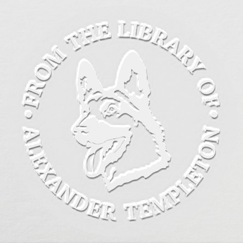 German Shepherd Dog Head Library Book Name Embosser