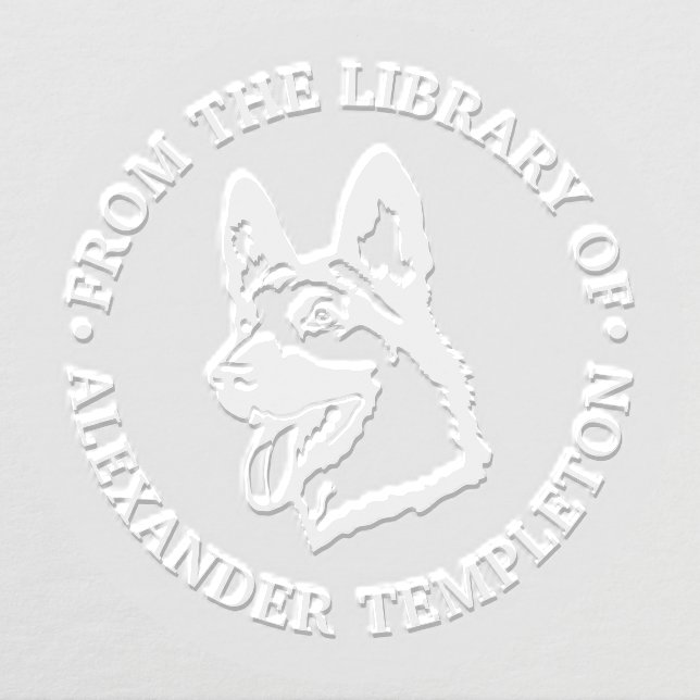 German Shepherd Dog Head Library Book Name Embosser (Design)