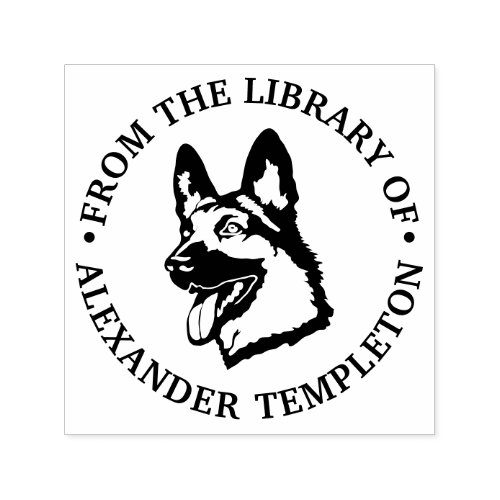 German Shepherd Dog Head Library Book Name Self_inking Stamp