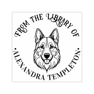German Shepherd Dog Head Library Book Name Self-inking Stamp