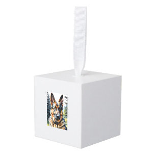 German Shepherd Dog Head Portrait Dog Lover Pet Ow Cube Ornament