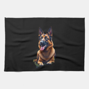 German Shepherd Dog Head Portrait Dog Lover Pet Ow Kitchen Towel