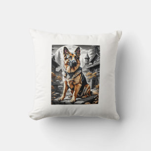 German Shepherd Dog Head Portrait Dog Lover Pet Ow Throw Pillow