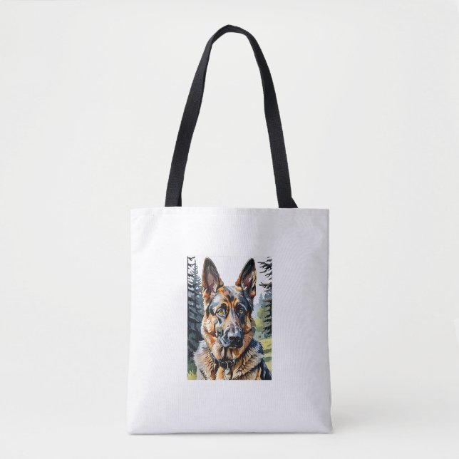 German Shepherd Dog Head Portrait Dog Lover Pet Ow Tote Bag (Front)