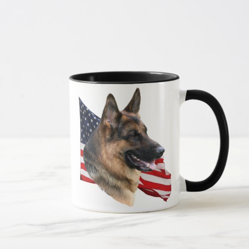 German Shepherd Dog head with flag Mug