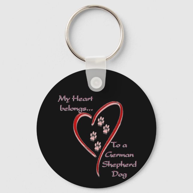 German Shepherd Dog Heart Belongs Keychain (Front)