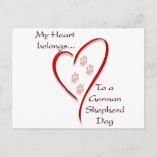 German Shepherd Dog Heart Belongs Postcard