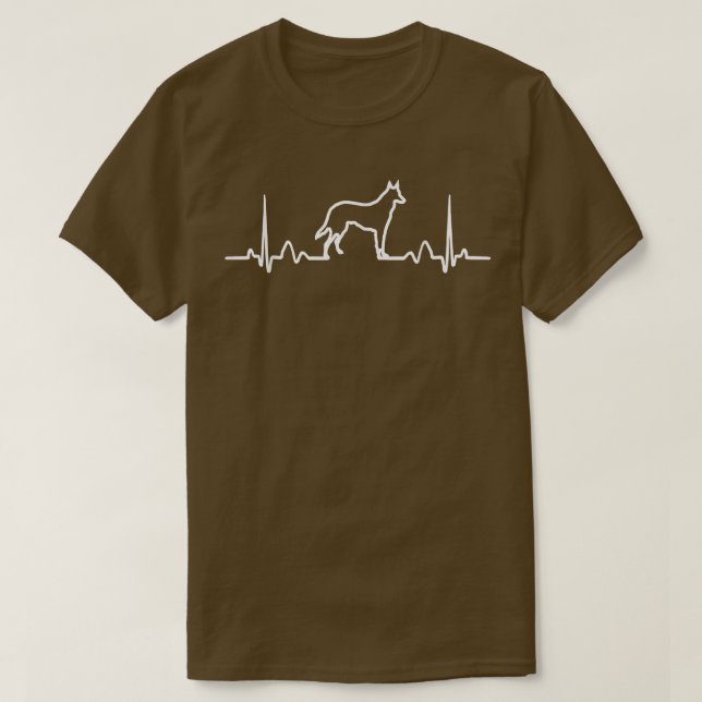 German Shepherd Dog Heartbeat Funny Dog Gift Tee  (Design Front)