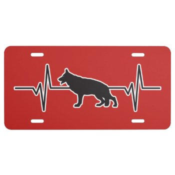 German Shepherd Dog - Heartbeat Pulse Graphic License Plate by Sandpiper_Designs at Zazzle