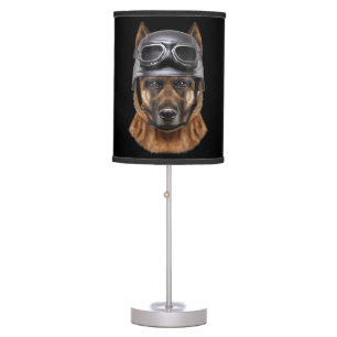 German Shepherd Dog Helmet Gift For Biker In Motor Table Lamp