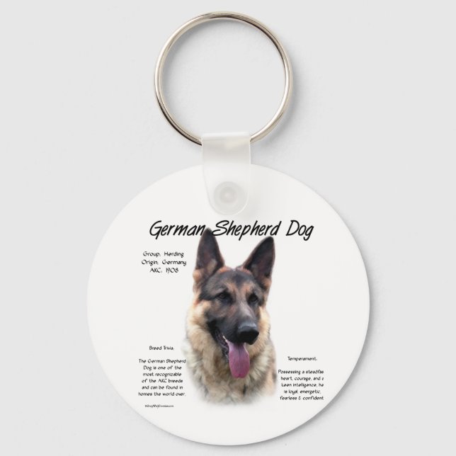 German Shepherd Dog History Design Keychain (Front)
