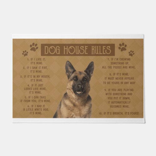 German Shepherd Dog House Rules If It Broken It Doormat