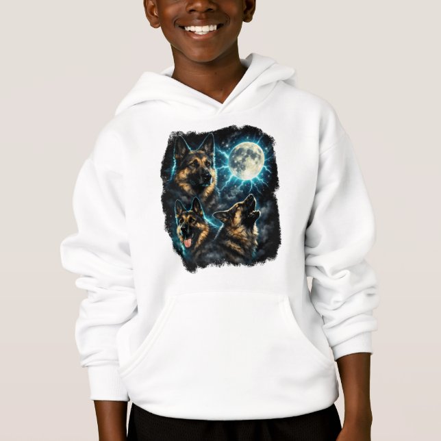 German shepherd dog  howling at the moon hoodie (Front)