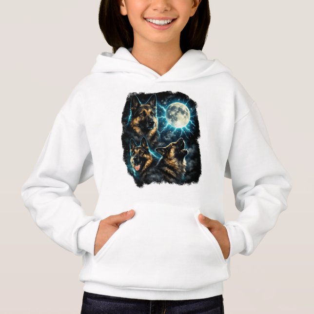 German shepherd dog  howling at the moon hoodie (Front)
