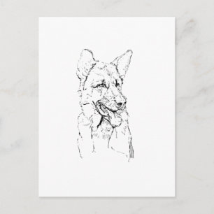 German Shepherd, Dog Illustration Personalized Postcard