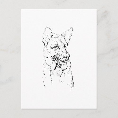 German Shepherd, Dog Illustration Personalized Postcard