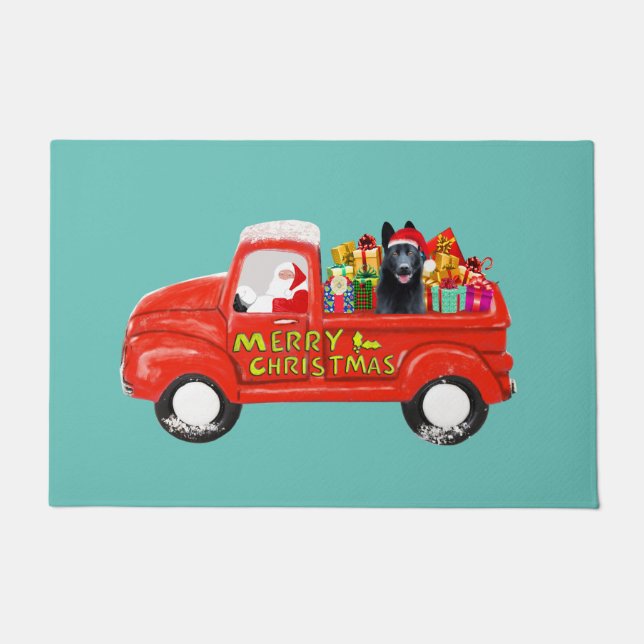 German Shepherd Dog in Christmas Delivery Truck Doormat (Front)