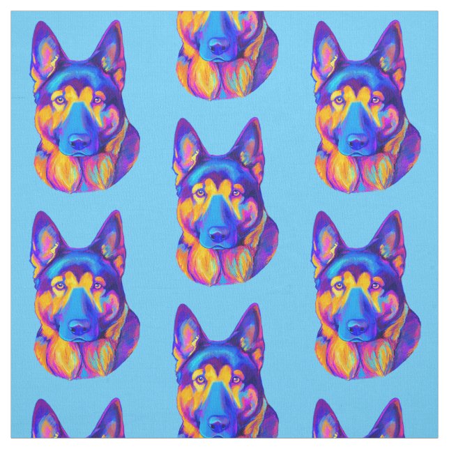 German Shepherd Dog in Colors Fabric (Swatch)
