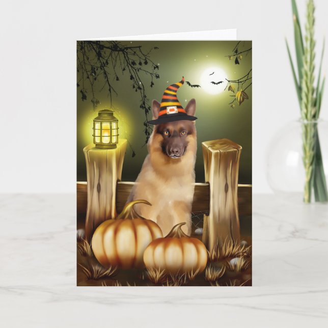 German Shepherd Dog in Halloween Costume Card (Front)