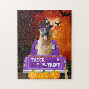 Happy Halloween Trick or Treat German Shepherds Dog in Costumes Puzzle