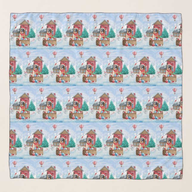 German Shepherd Dog In snow Christmas Dog House Scarf (Front)