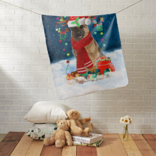 German Shepherd Dog in Snow with Christmas Gifts Baby Blanket