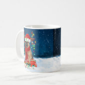 German Shepherd Dog in Snow with Christmas Gifts  Coffee Mug (Front Left)