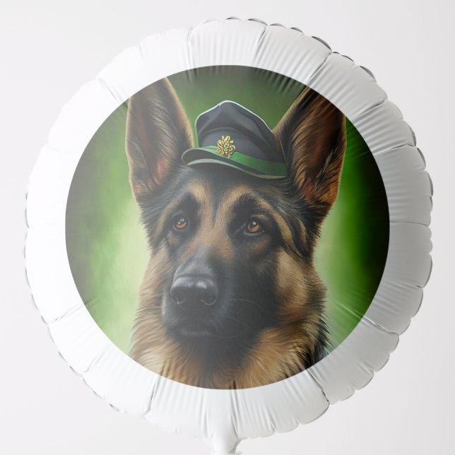 German Shepherd Dog in St. Patrick's Day Dress Balloon (Front)
