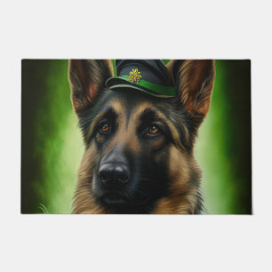 German Shepherd Dog in St. Patrick's Day Dress Doormat