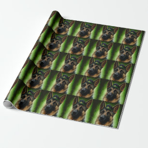 German Shepherd Dog in St. Patrick's Day Dress Wrapping Paper