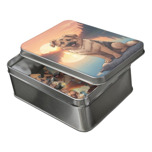 German Shepherd dog Jigsaw Puzzle (Lid Open)