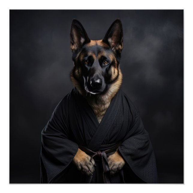 German Shepherd dog, karate, kung fu, martial arts Poster (Front)