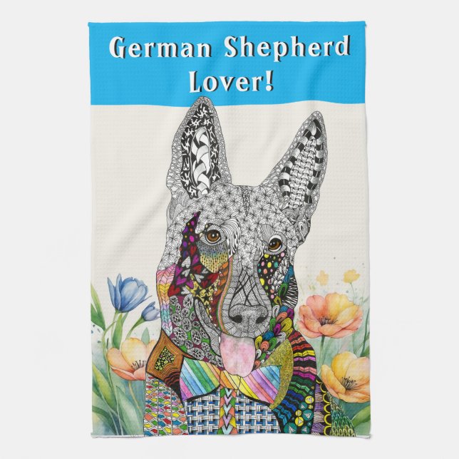 German Shepherd Dog Kitchen Towel  (Vertical)