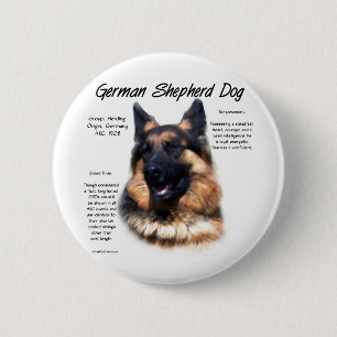 German Shepherd Dog (longhair) History Design Button