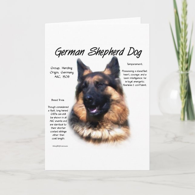 German Shepherd Dog (longhair) History Design Card (Front)