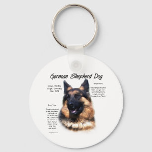 German Shepherd Dog (longhair) History Design Keychain