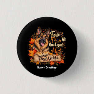 German Shepherd Dog Lover Fall Four Paws One Heart Button