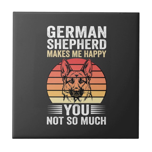 German Shepherd Dog Lover Funny Retro Ceramic Tile (Front)