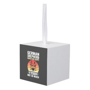 German Shepherd Dog Lover Funny Retro Cube Ornament