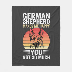 German Shepherd Dog Lover Funny Retro Fleece Blanket